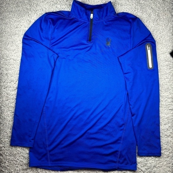 Spyder Shirt Mens Large Quarter Zip Pullover Pro Web Quick Dry Activewear Ski - Picture 1 of 5